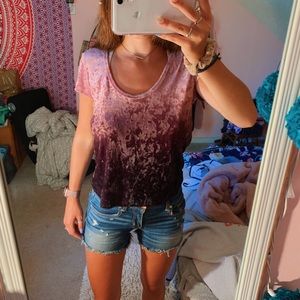 pink to purple ombré velvet shirt